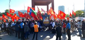 Eelam Tamils protest outside United Nations while UN Human Rights Council session is debating the wording of a 6-page resolution that details continued human rights concerns over Sri Lanka and highlights the lack of tangible progress.