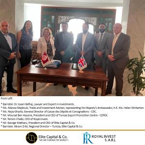 Royal Invest signs an agreement to finance its new mining plants in Tunisia with Elite Capital & Co. Limited - The agreement was signed at the Tunisia Export Promotion Centre - CEPEX