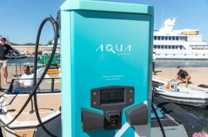 The Aqua 75 dual CCS configuration at Port de Saint-Tropez supercharging 2 electric boats simultaneously