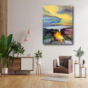 Bright Horizon Abstract Oil Painting by Rosalind Panda