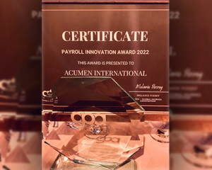 Acumen's Global Payroll Calculator won the GPA Payroll Innovation Award 2022