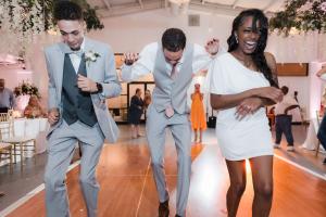 2022 Wedding Giveaway Winners Tatyana and Austin on the dance floor at BeMi's with Austin's twin brother