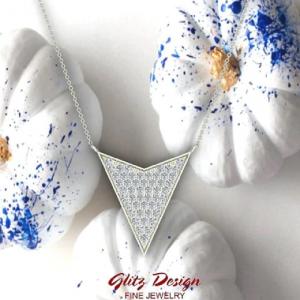 French Girl Style Chevron Diamond Necklace by Glitz Design
