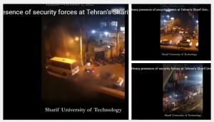 The situation at Sharif University continued to be tense throughout the night. The regime has dispatched a large number of security forces & they used teargas and bullets to quell the protests. Reports indicate that many students were injured and arrested .
