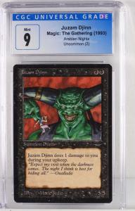 1993 Magic: The Gathering Arabian Nights Juzam Djinn trading card, graded CGC 9 Mint (est. $1,000-$1,500).