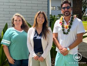 Left to right Amber Weber, Certified Occupational Therapy Assistant for the Leeward District support service providers in the Nānākuli/Wai'anae Complex, Jody Agpalsa, District Education Specialist of the Pearl City/Waipahu complex, Dom LeRoux founder of V