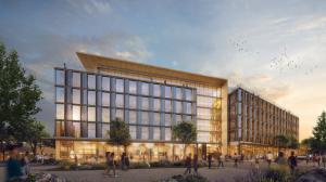 Exterior rendering of mass timber building