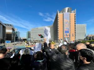 The European and Sudanese communities joined hands in a major protest in front of the European commission against General Al Burhan. (Photo Igor Pliner)