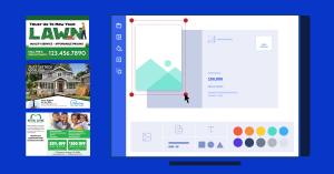 Illustration of design tool with EDDM postcard templates