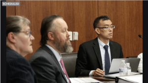 DxE's Wayne Hsiung, Paul Picklesimer and defense attorney Mary Corporon in court