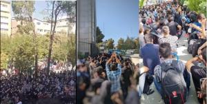 Sunday’s protests began with protests by students in several cities across the country. In Tehran, the students of Allameh Tabataba’i University held strikes at the campus. At Tarbiat Modares University, students were chanting, “We will be here every day."