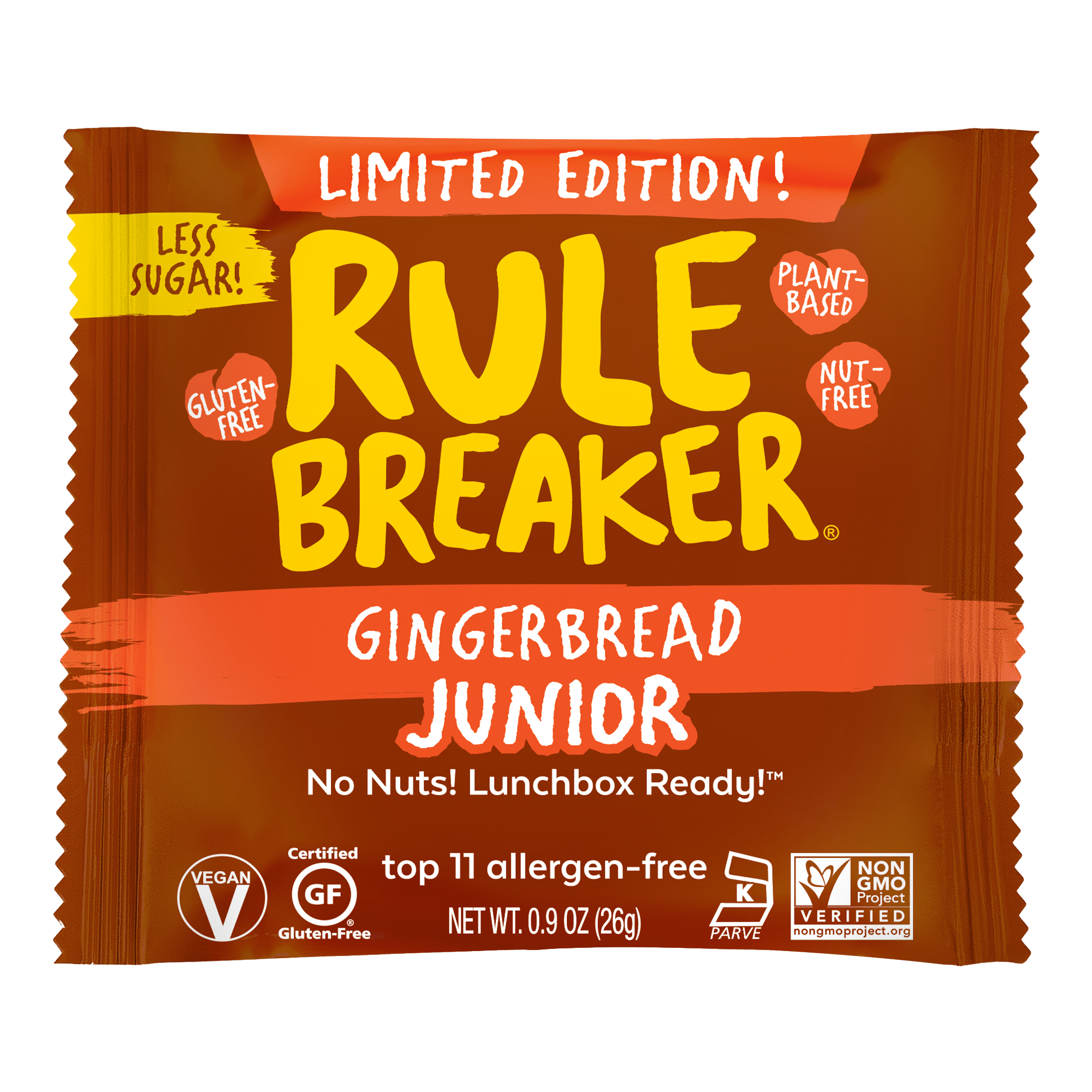 Gingerbread Juniors feature creamy white chocolate chips, warm ginger, cinnamon and all-spice.