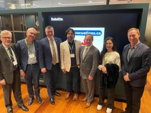 Paul Jacobelli (EdTek Services), Paul Skippen (Valemount Network), Brian Macdonald (Aman Lara), Mohammad Qasim Popal (Aman Lara), Hon. Doug Downey (Attorney General, Govt of Ontario), Rukhshana Ahmadi (Shoe Project), Hon. Peter MacKay (Deloitte)