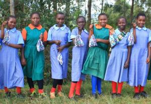 Kenyan girls with Save a Girl kits