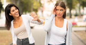 Woman ignoring a toxic friend