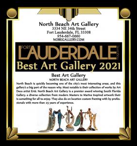 North Beach Art Gallery was voted top Art Gallery by Fort Lauderdale Magazine 2021 featuring Erte, Fine Art, Artistic Services and Custom Picture Framing
