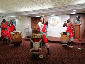 Tambours du Burundi beat the drums for Peace at Churches of Scientology for Europe with community leaders from 12 different communities.