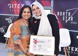 Veena Munganahalli, TiE Women MENA Co-Chair and Alizar Tawil, the founder of Ruuq, winner of the MENA finals at Gitex North Star