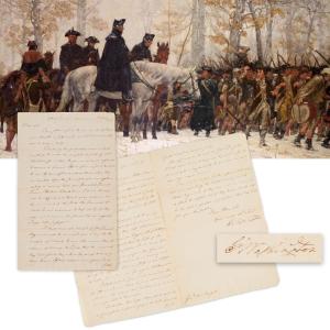 George Washington boldly signed letter written at Continental Army winter headquarters in Morristown, N.J., in 1777, commenting on British Army troop movements (est. $30,000-$40,000).