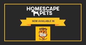 Black background with Homescape Pets logo and Paws on Chicon Logo