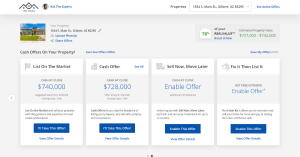 Zoodealio's Offer Dashboard shows home sellers their instant cash offers and selling solutions alongside what the agent can sell the home for on the open market