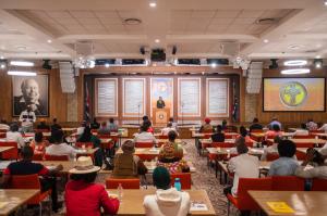 Sandile Hlayisi of the Church of Scientology delivering a religious workshop to over a hundred religious leaders from different religions.
