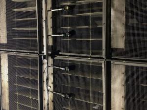 vane anemometers testing flow rate of fan in tunnel