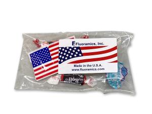 Fluoramics includes a complimentary treat bag with an American Flag sticker and assorted candy mix in every order!