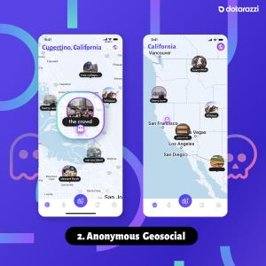 All short videos or photos are posted anonymously, users can also change their avatars anytime or for every post, and all posts are marked with the geolocation where and when it actually occurred on the map.