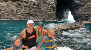 Riverbound Custom Storage Founder Ryan Rodney With His Family in a boat