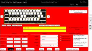 This is a screenshot of the layout of the Level 2 screen of the Classic Typing Tutor