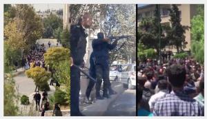 The students chanted slogans like “Death to the dictator!” and “Freedom! Freedom! Freedom!” The students also marked to continue their protests despite the regime’s brutal crackdown by chanting, “For every person killed, another thousand will replace them!"