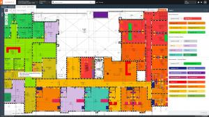 This screenshot is of Inertia's Intelligent Construction Drawings demonstrating an instant visual representation of the status on a project including all related workflows by building element.