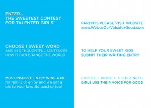 Recruiting for Good created We Use Our Voice for Good, creative contest that is becoming The Sweetest Girl Gig to learn more visit www.WeUseOurVoiceforGood.com