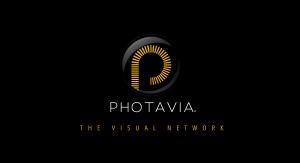 PHOTAVIA Logo gold and white on black background