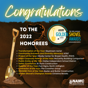 The 3rd Annual Golden Shovel Awards was a complete success. Over 410 people attended the business expo and awards dinner on Thursday, October 27, 2022. We'd like to congratulate this year's awardees.