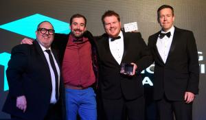 Dan and Josh from measurable.energy receiving the Most Innovative New Hardware Product award. Photo credit: UKBE and Joe Gardner Photography