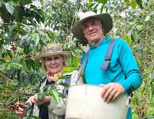 Kona coffee growers Steve and Joanie Wynn at their farm