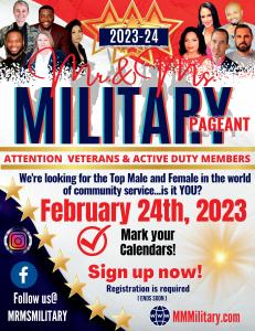 Mr. & Ms. Military Organization Recruiting Veterans and Active U.S. Service Members for Annual Pageant on Feb. 24, 2023