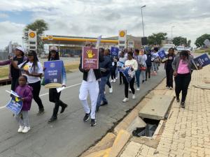 Members of the Midrand Marching against gender-based Violence and Drug Abuse.