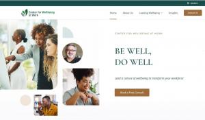 screenshot of center for wellbeing at work website hompage