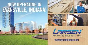Evansville skyline with Larsen Packaging Products, Inc. facility shots