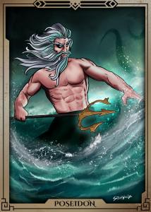 Poseidon creating a wave