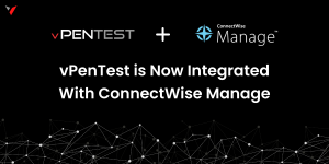 The vPenTest logo next to the ConnectWise Manage logo and an addition symbol in between