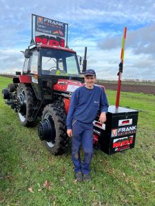 Soeren Korsgaard with his winning Danish ploughing championship plough 2022. The “Korsgaard plough” has been uniquely designed for precise handling to deliver a uniform result across the field