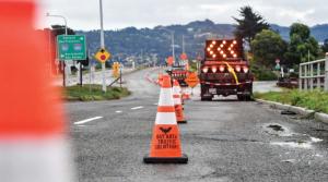 Image of road with traffic cones.