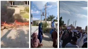 In the early hours of Friday morning activists in Nosratabad of Sistan and  Baluchestan Province reported that protesters torched a checkpoint that was preventing the entrance of people from other provinces to Zahedan.
