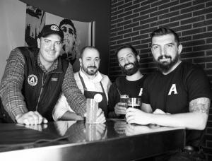 Team Industry Ales Brewpub: Director of operations Matt Wiegers, executive chef Alexander Willis, head brewer Erik Inda, and director of food and beverage Dan Rook