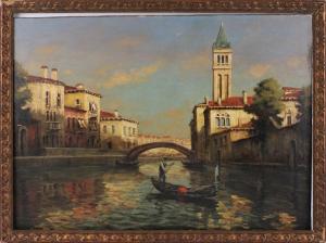 Bouvard, Oil on Canvas, Venetian canal scene, French, 19th century (est. $2,000-$4,000).