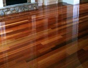 the refinished wood floor